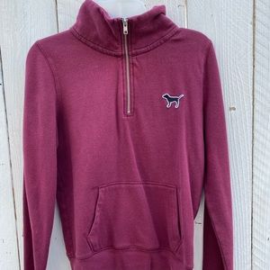 VICTORIA SECRET PINK BURGUNDY HALF ZIPPED JACKET